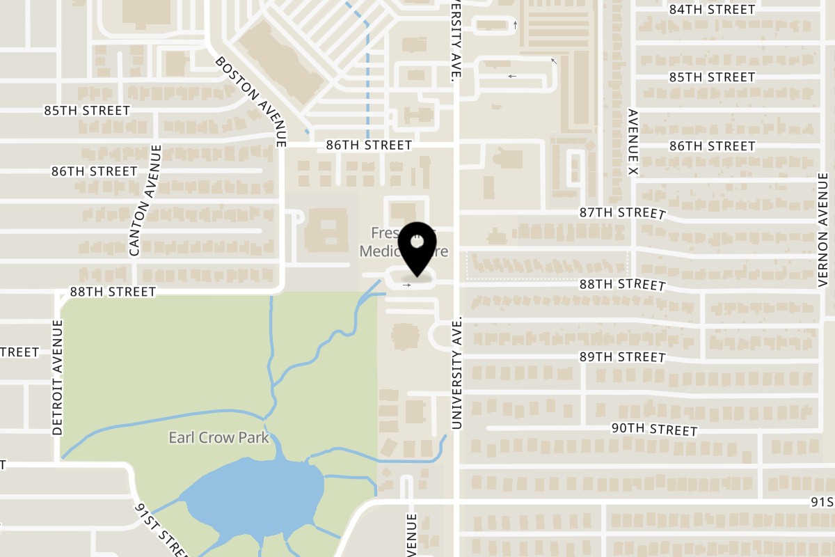 Map showing the location of Taco Casa University - Lubbock, TX on 8720 University Ave in Lubbock