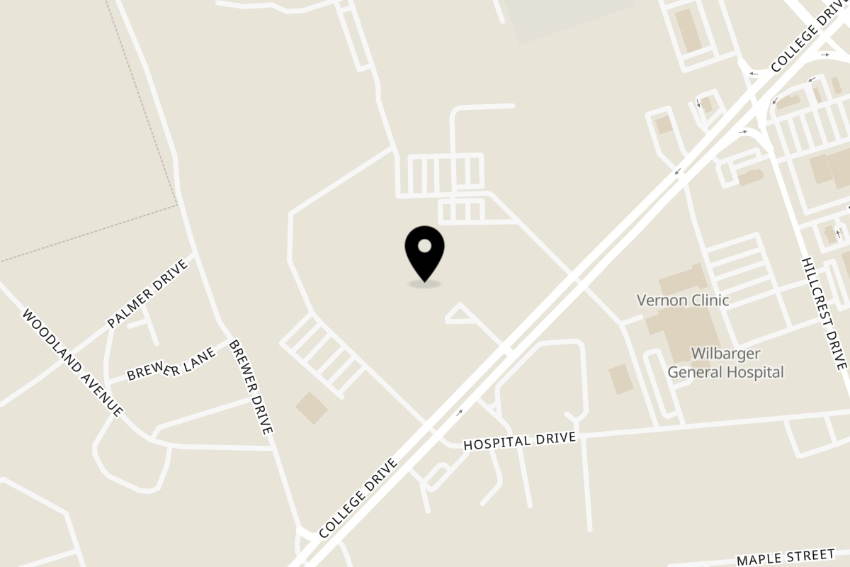 Map showing the location of Taco Casa Vernon, TX on 4200 College Dr in Vernon
